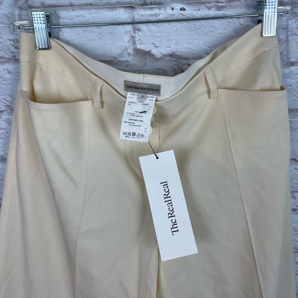 Emporio Armani Cream Flowy Trouser Pant Size 6 - Picture 5 of 8